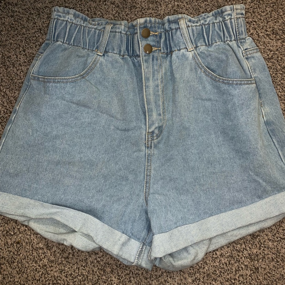 High waisted denim shorts